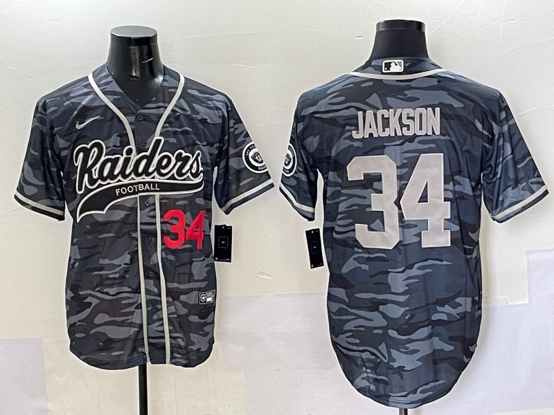 Men 2025 Oakland Raiders #34 Jackson Camo Joint Name Nike Limited NFL Jersey style 4